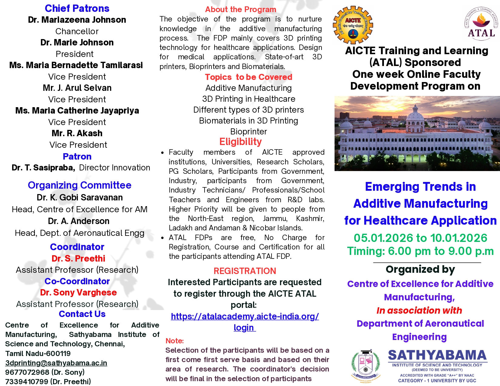 ATAL FDP on Emerging Trends in Additive Manufacturing for Healthcare Application