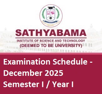 End Semester Examination Schedule - December 2025 for Semester I / Year I.