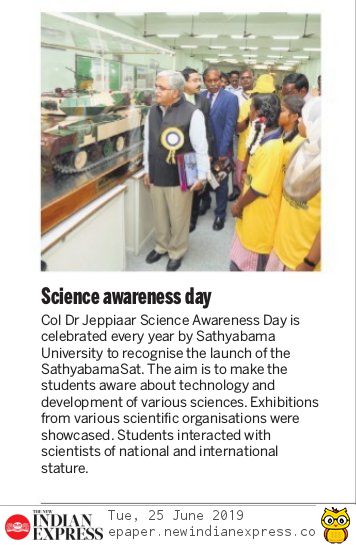 Dr.Jeppiaar Science Awareness Day celebrated on 22 June 2019