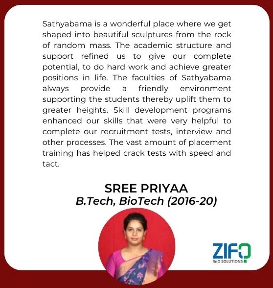 Sathyabama - Testimonial