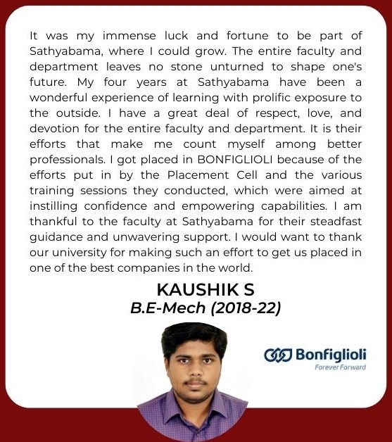 Sathyabama - Testimonial