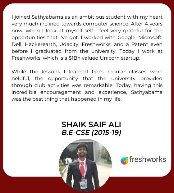 Sathyabama - Testimonial