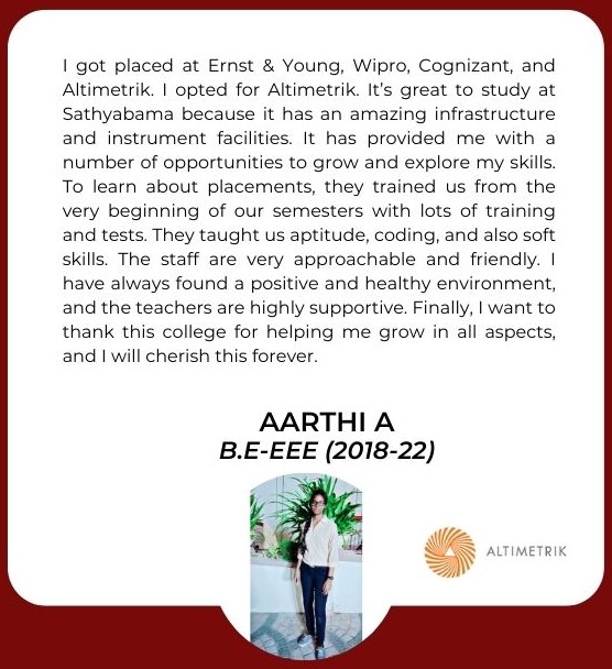 Sathyabama - Testimonial