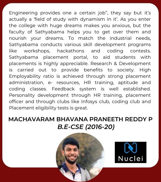 Sathyabama - Testimonial