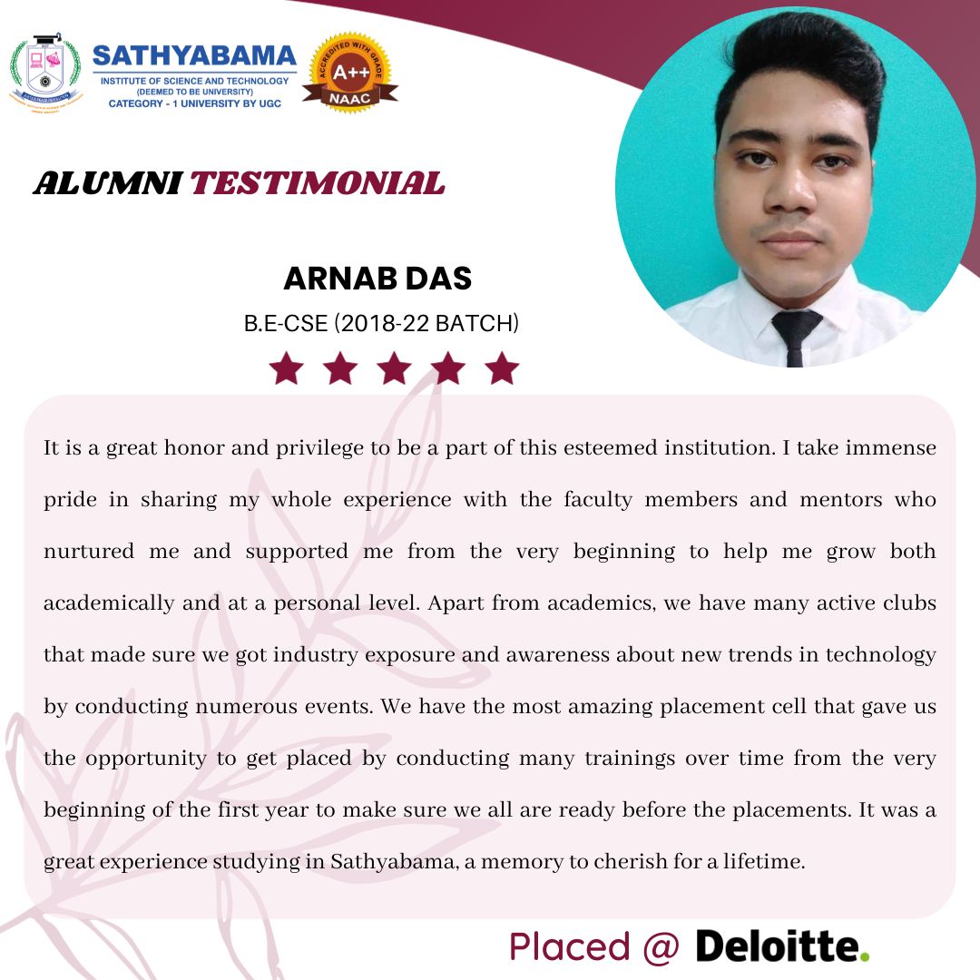 Sathyabama Testimonial - 2022