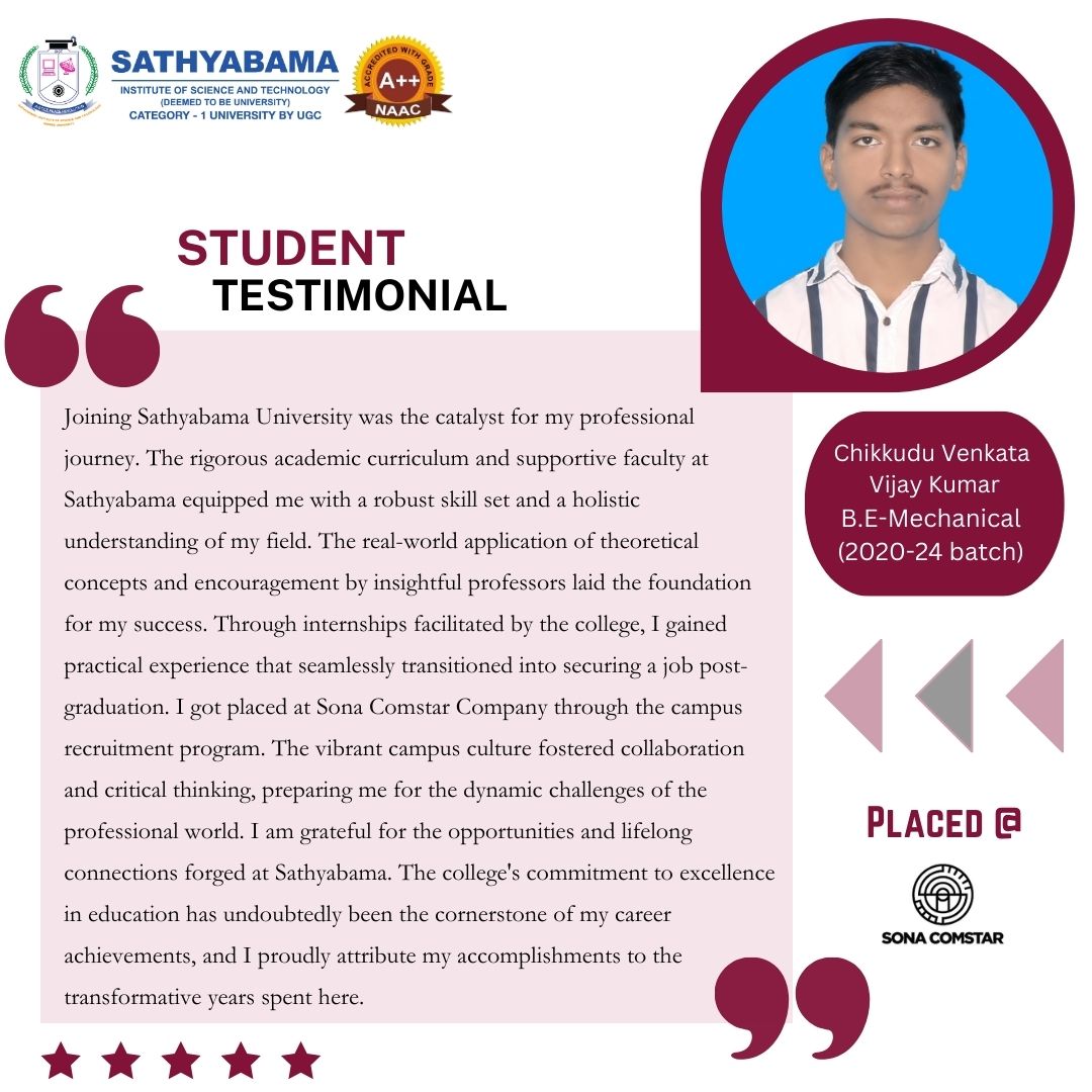 Sathyabama Testimonial - 2024