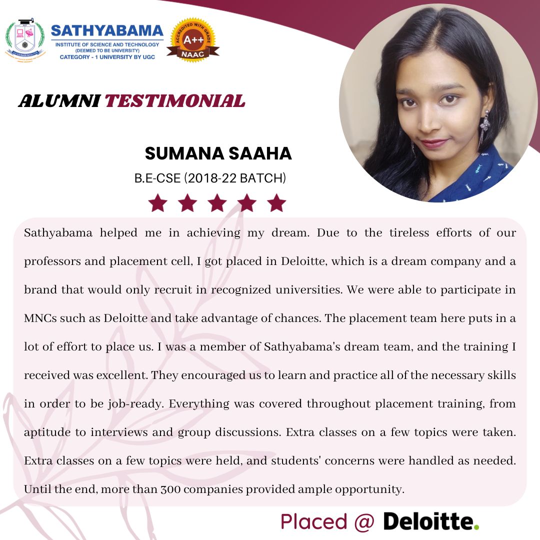 Sathyabama Testimonial - 2022