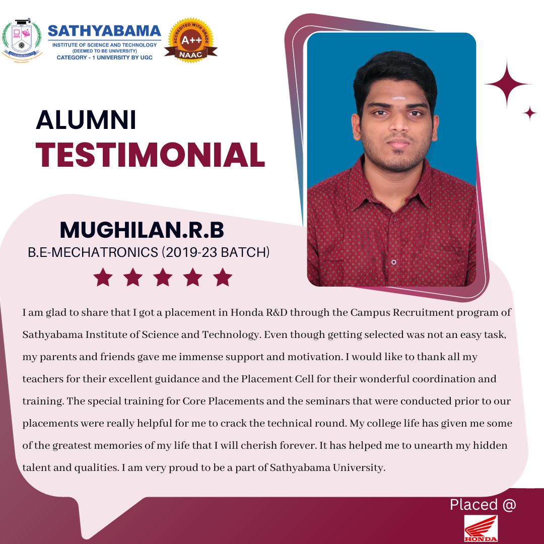 Sathyabama Testimonial - 2023