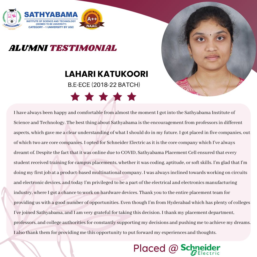 Sathyabama Testimonial - 2022