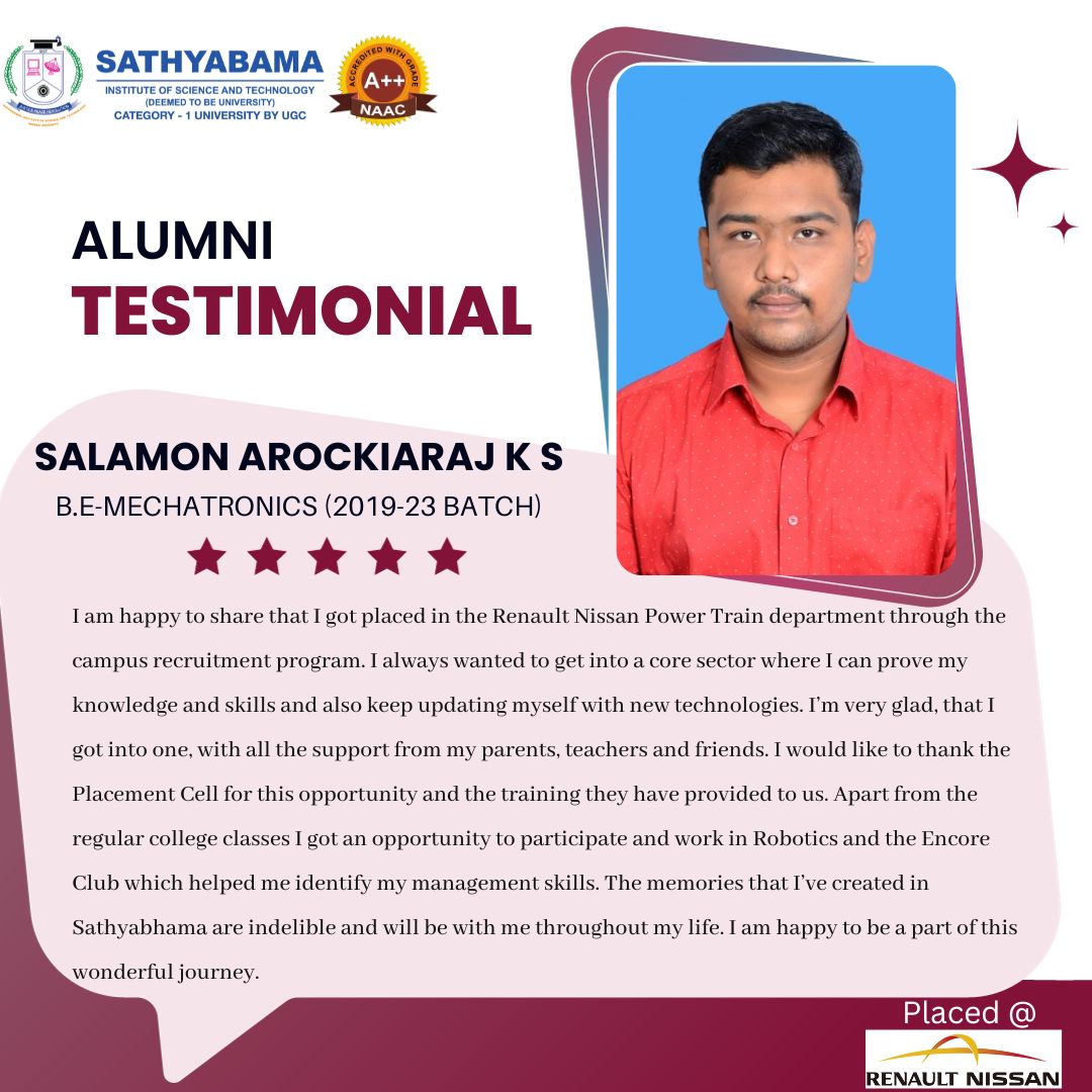 Sathyabama Testimonial - 2023