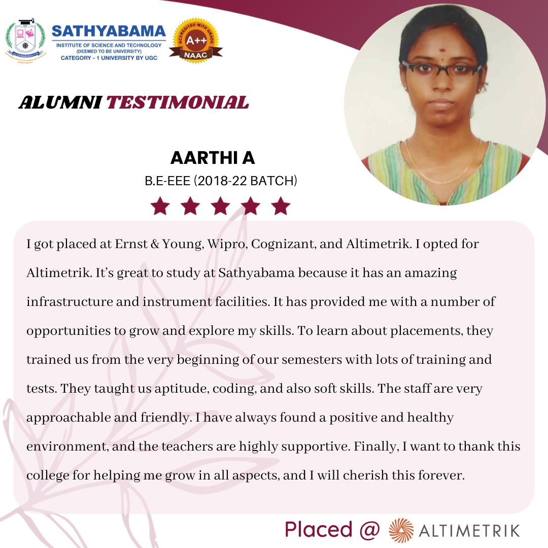 Sathyabama Testimonial - 2022