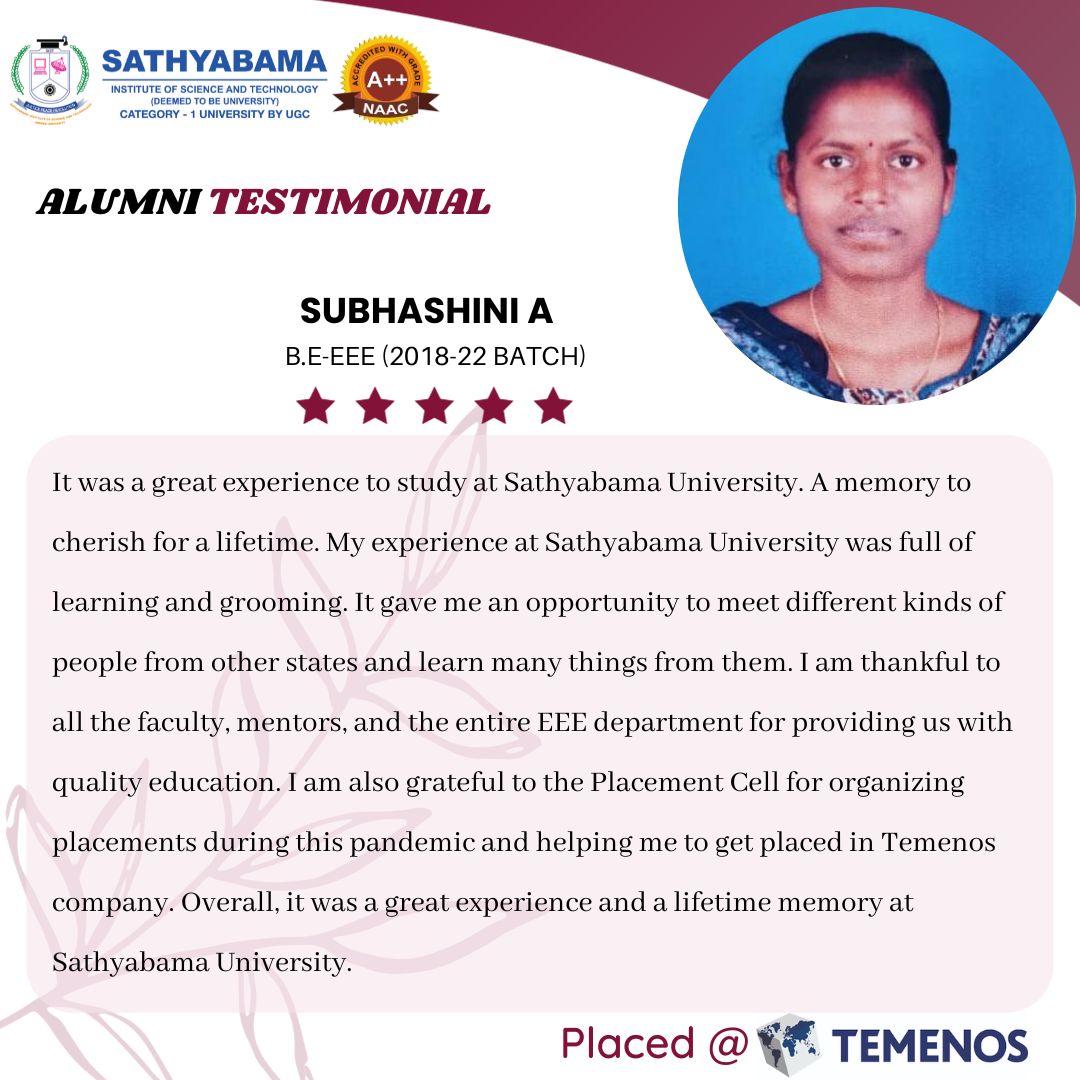 Sathyabama Testimonial - 2022