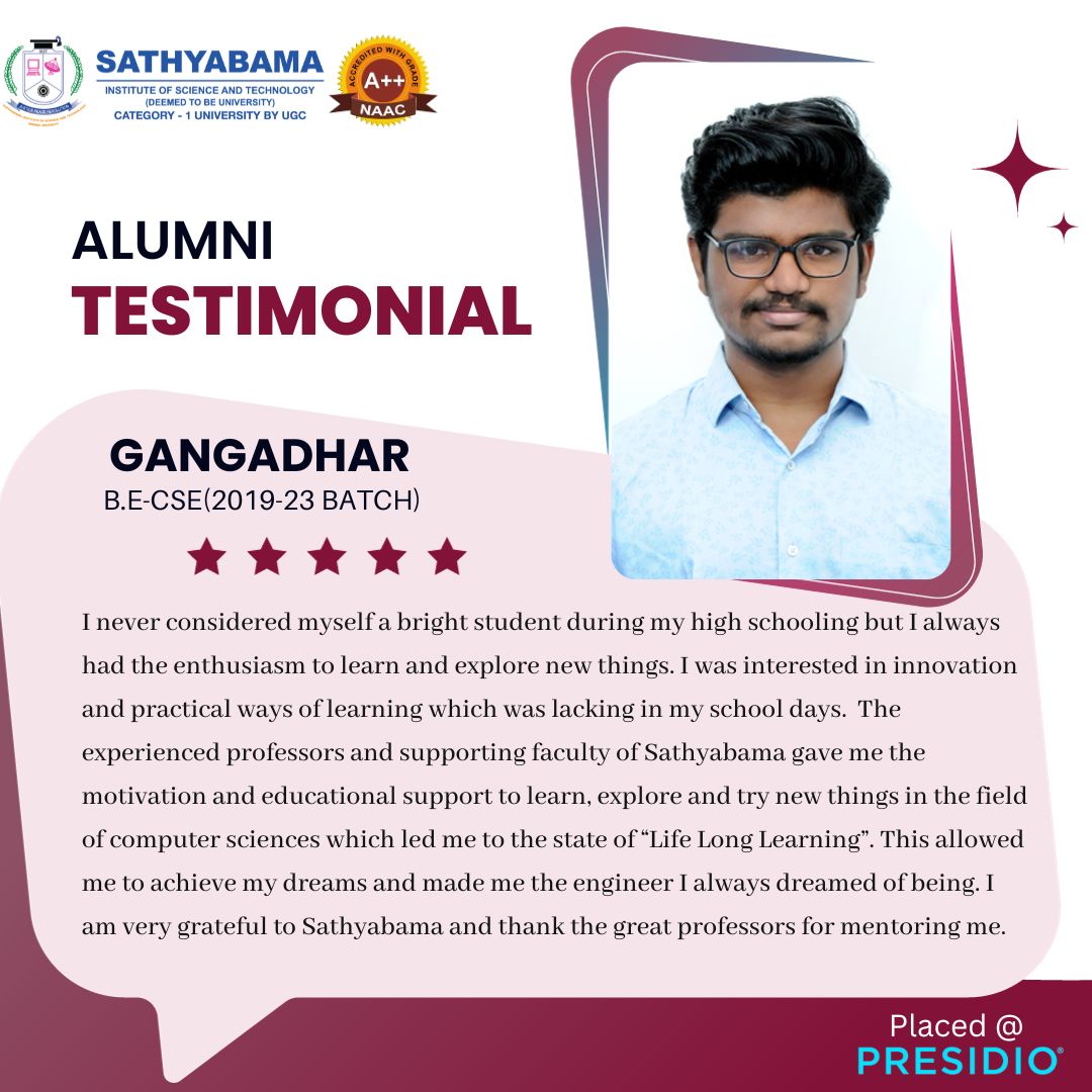 Sathyabama Testimonial - 2023