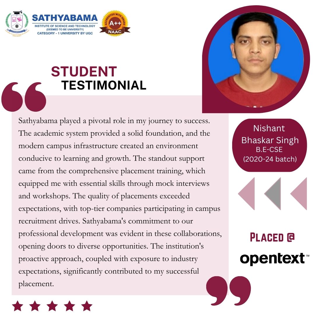 Sathyabama Testimonial - 2024