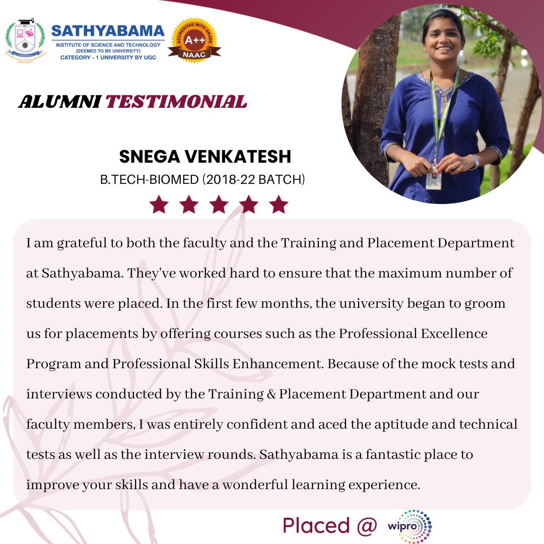 Sathyabama Testimonial - 2022