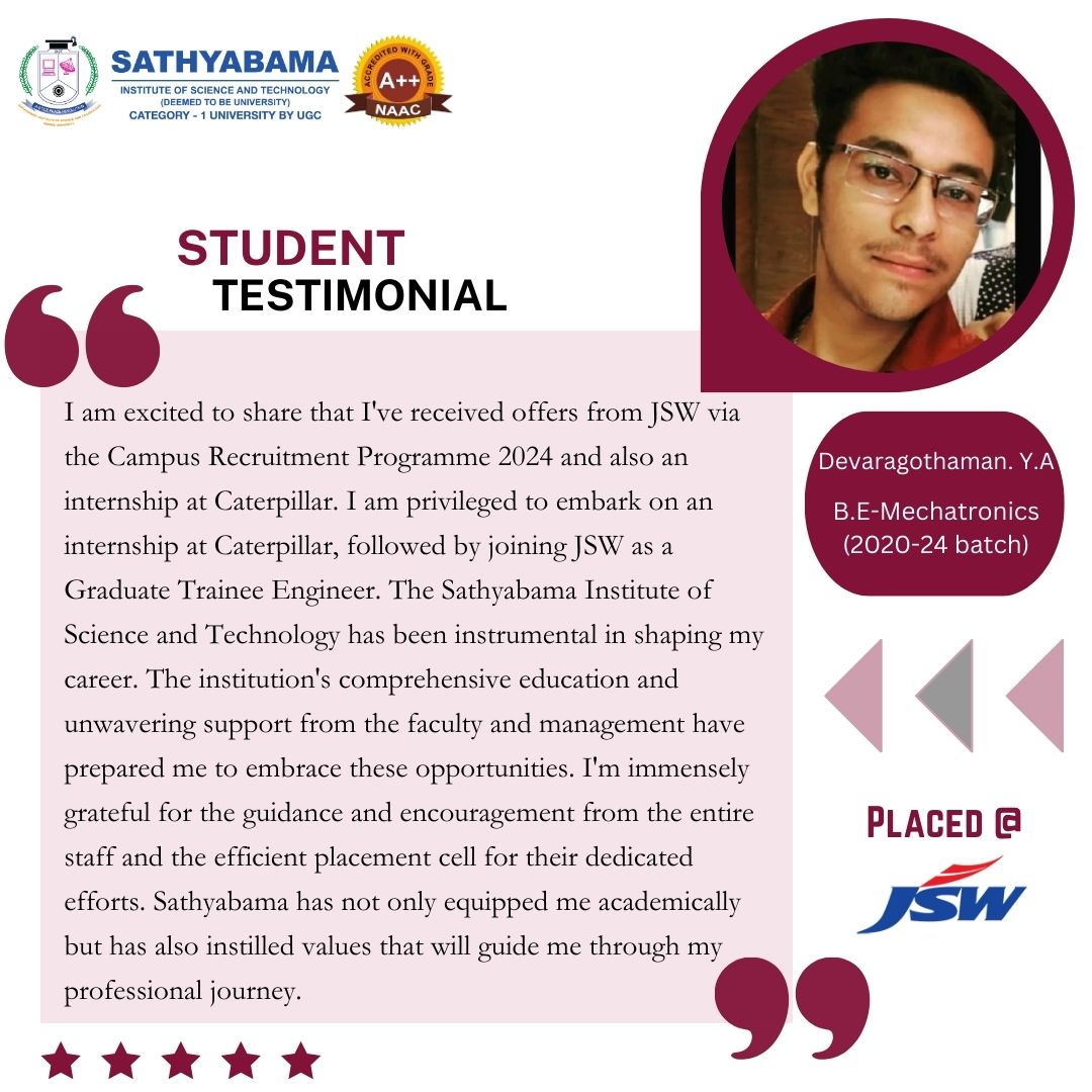 Sathyabama Testimonial - 2024
