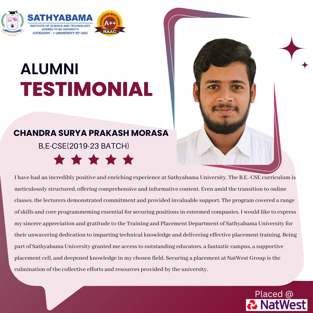 Sathyabama Testimonial - 2023