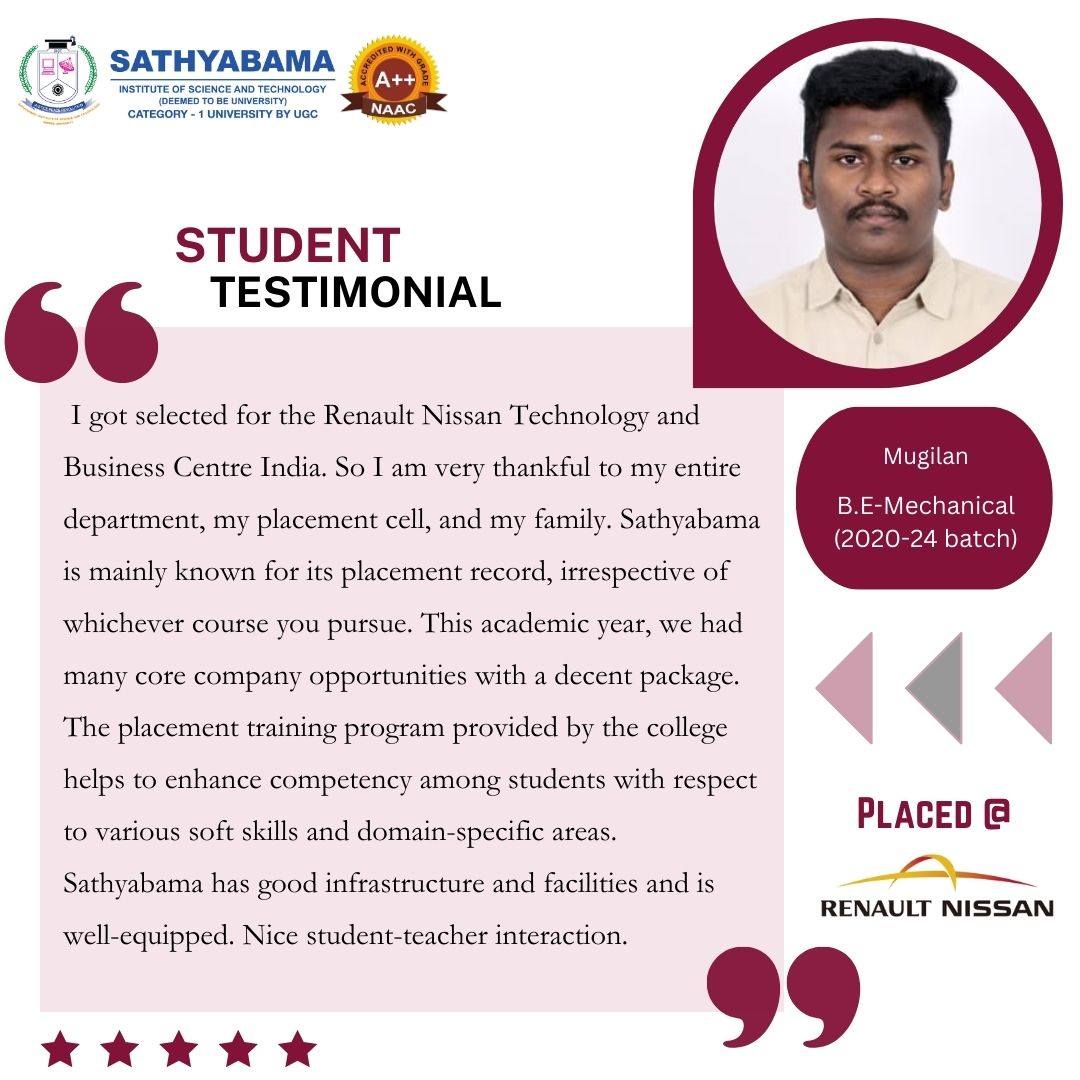Sathyabama Testimonial - 2024