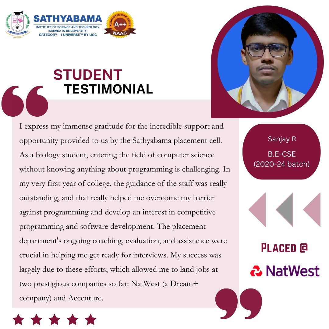 Sathyabama Testimonial - 2024