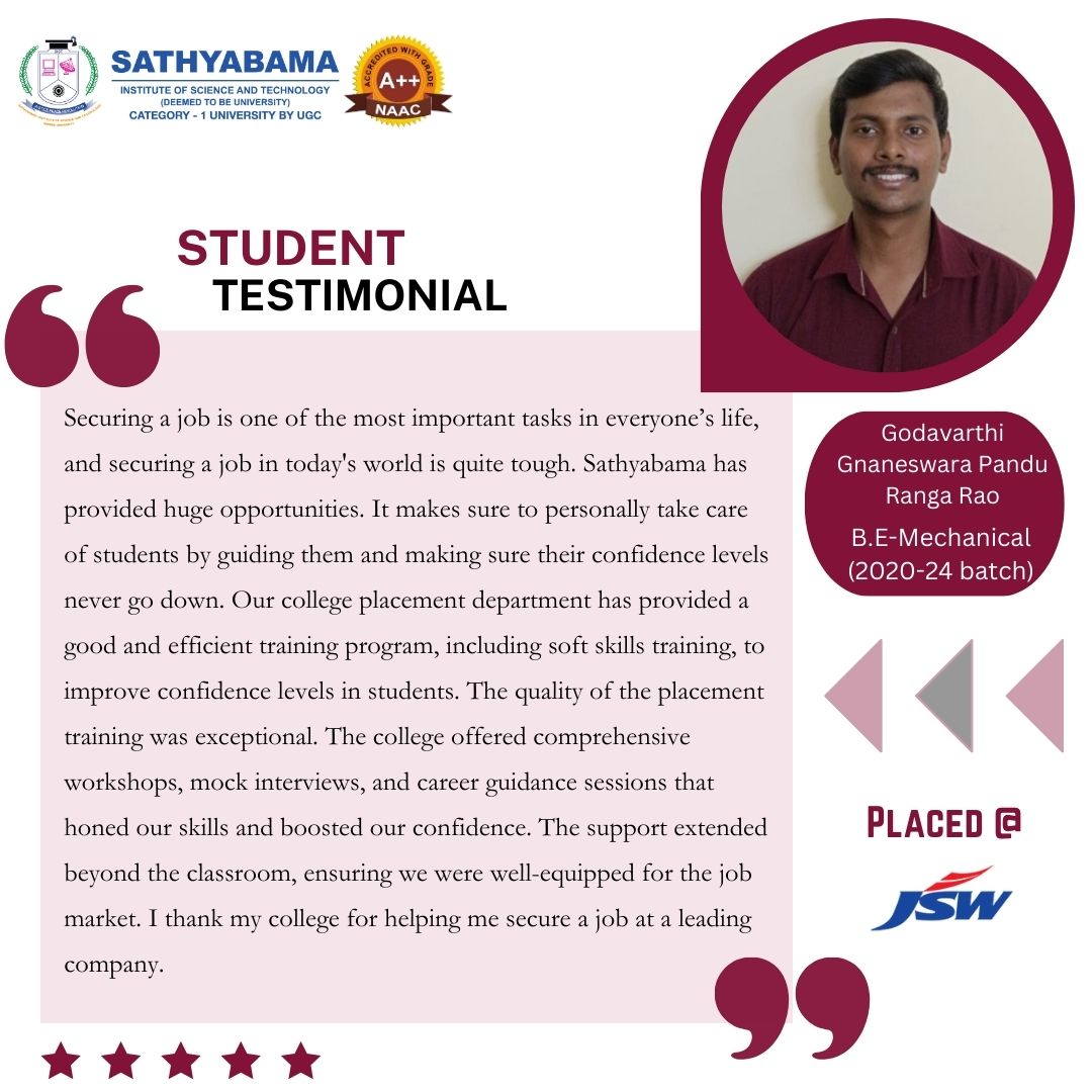 Sathyabama Testimonial - 2024