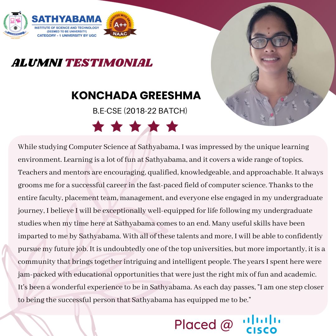 Sathyabama Testimonial - 2022