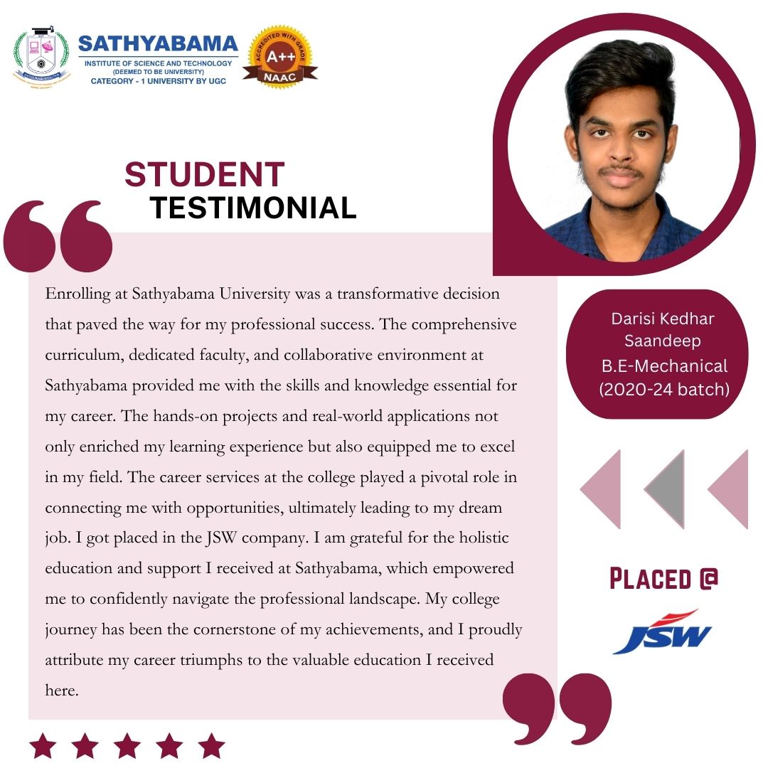 Sathyabama Testimonial - 2024