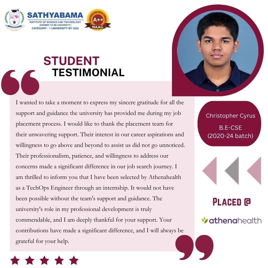 Sathyabama Testimonial - 2024