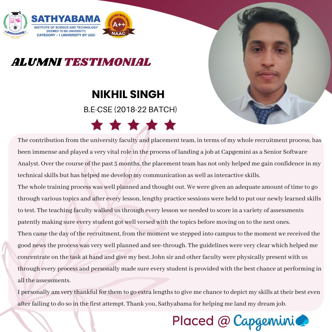 Sathyabama Testimonial - 2022