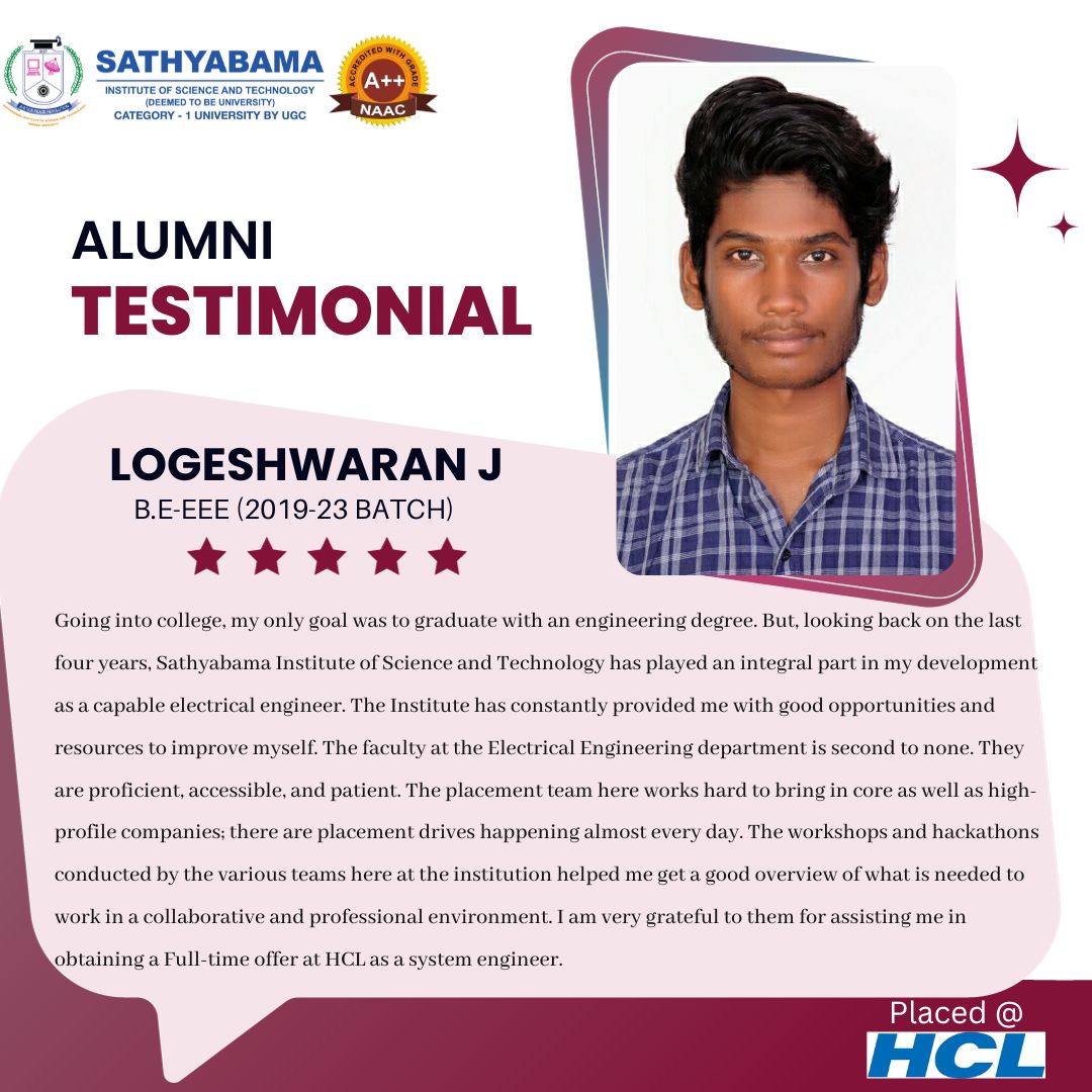Sathyabama Testimonial - 2023