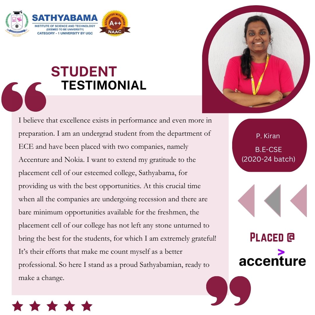 Sathyabama Testimonial - 2024