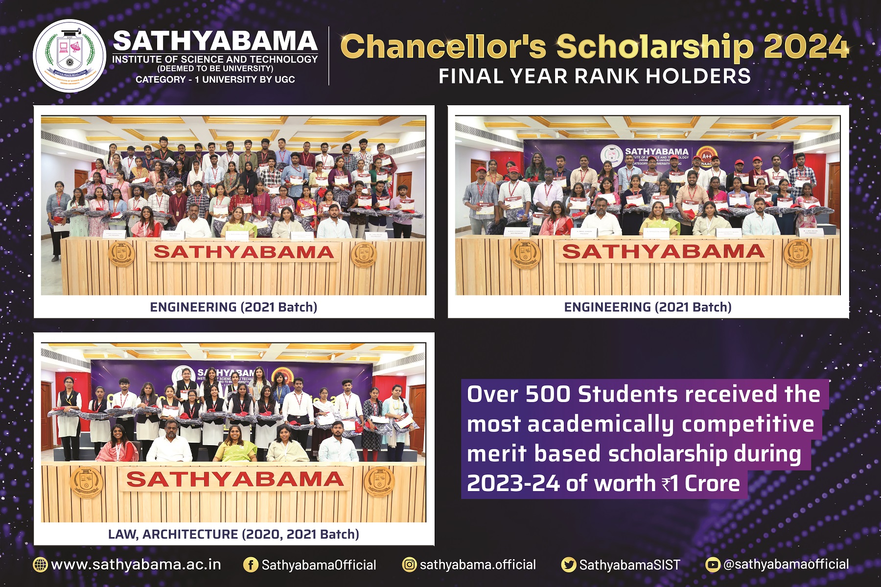 Chancellor's Scholarship - Merit award Distribution Ceremony on 4th June, 2024