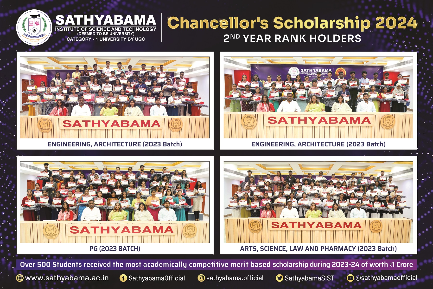 Chancellor's Scholarship - Merit award Distribution Ceremony on 4th June, 2024