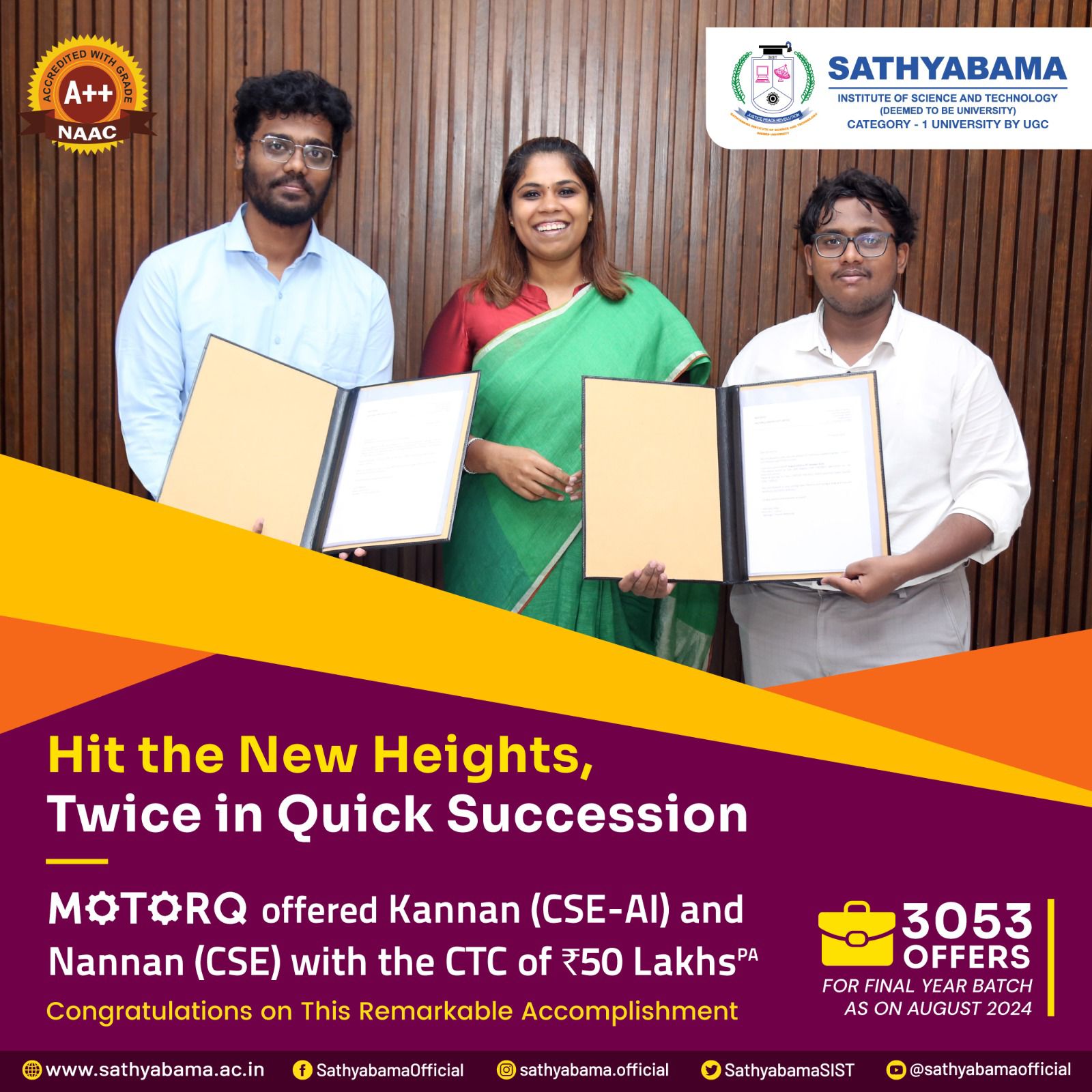 Placement 50 lakhs Salary Package