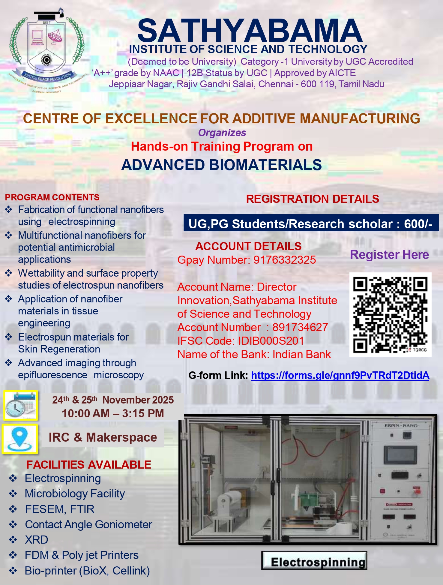 Hands-on Training Program on ADVANCED BIOMATERIALS