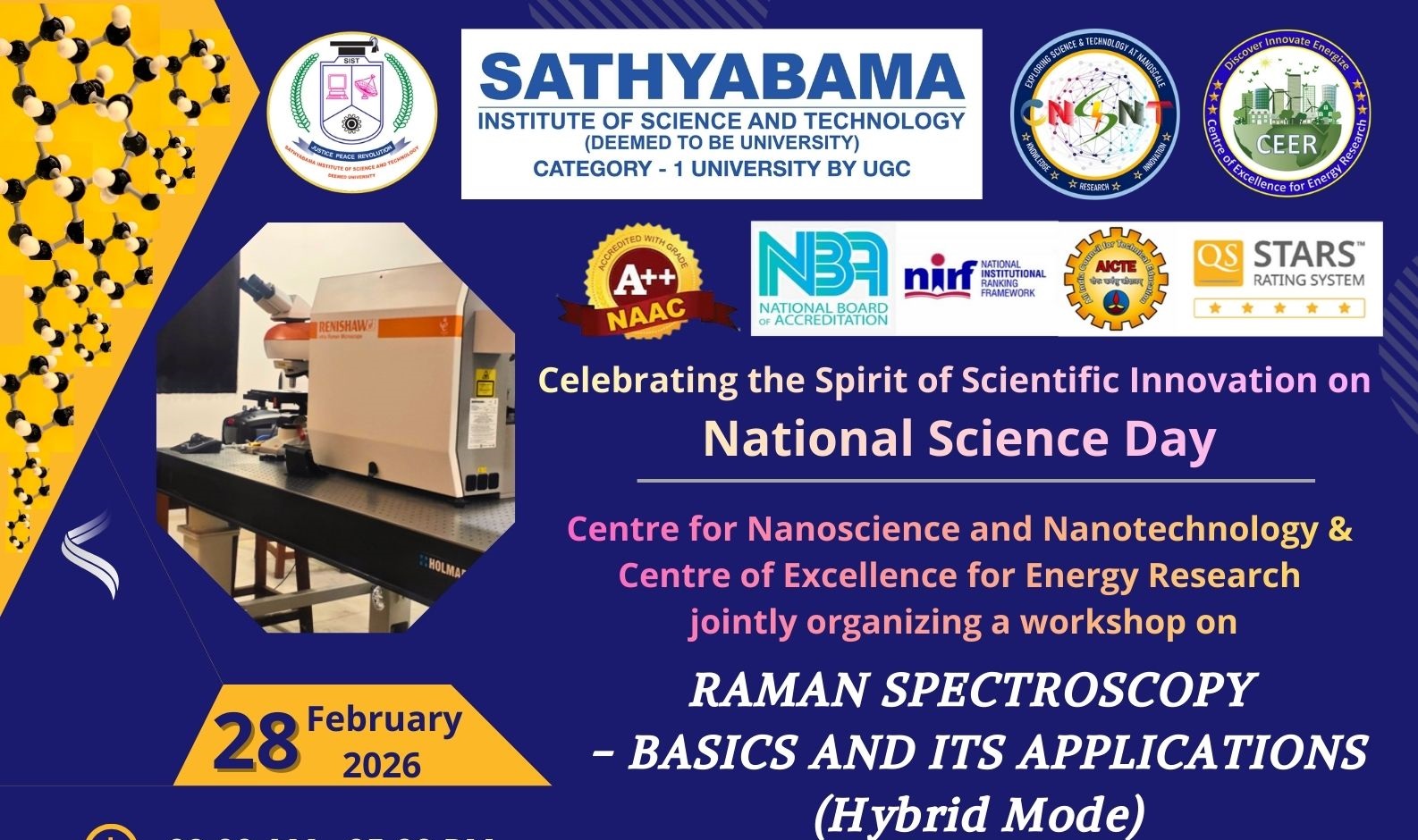 One-Day Hybrid Workshop on “Raman Spectroscopy: Basics and Its Applications