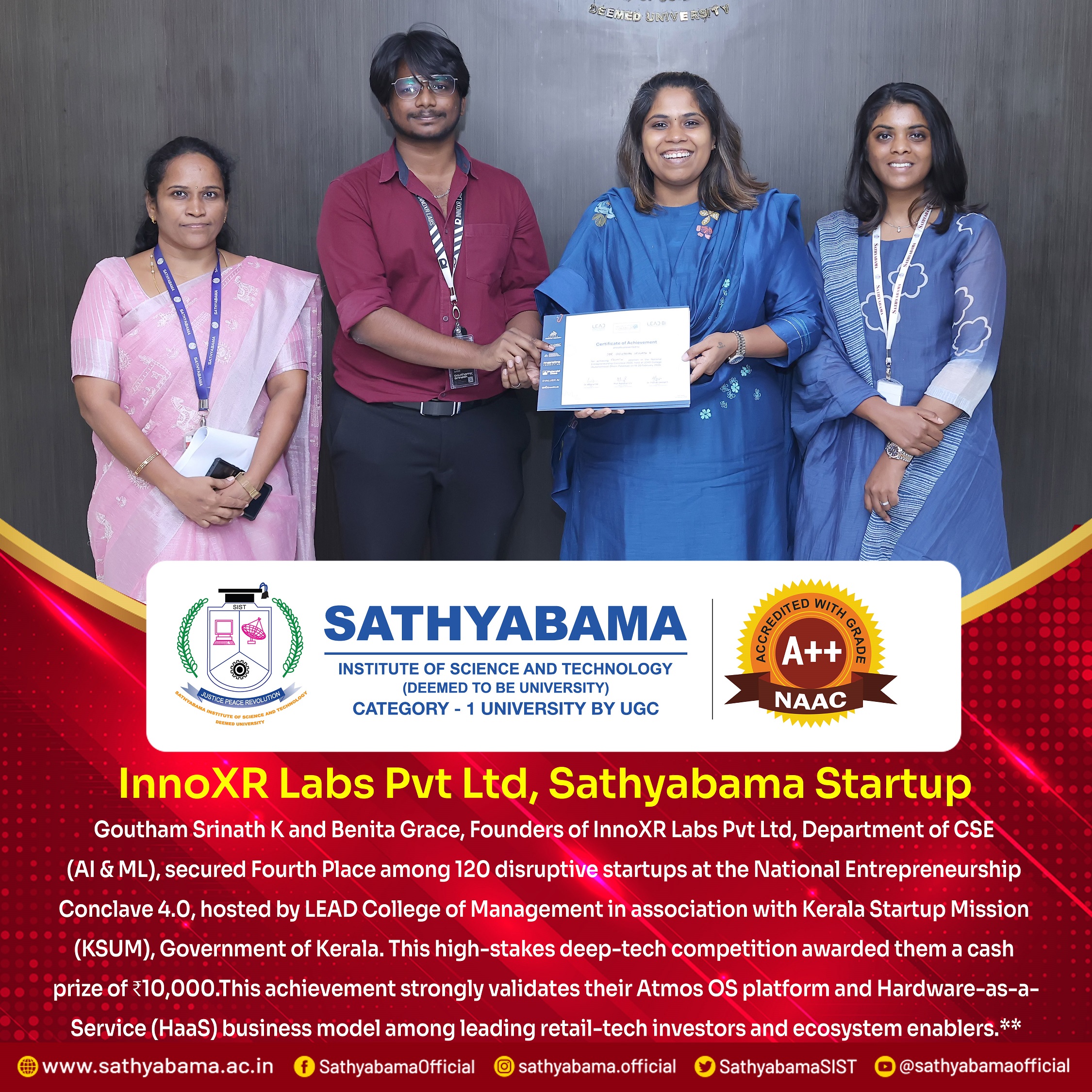 Sathyabama Startup Cell  - Winner