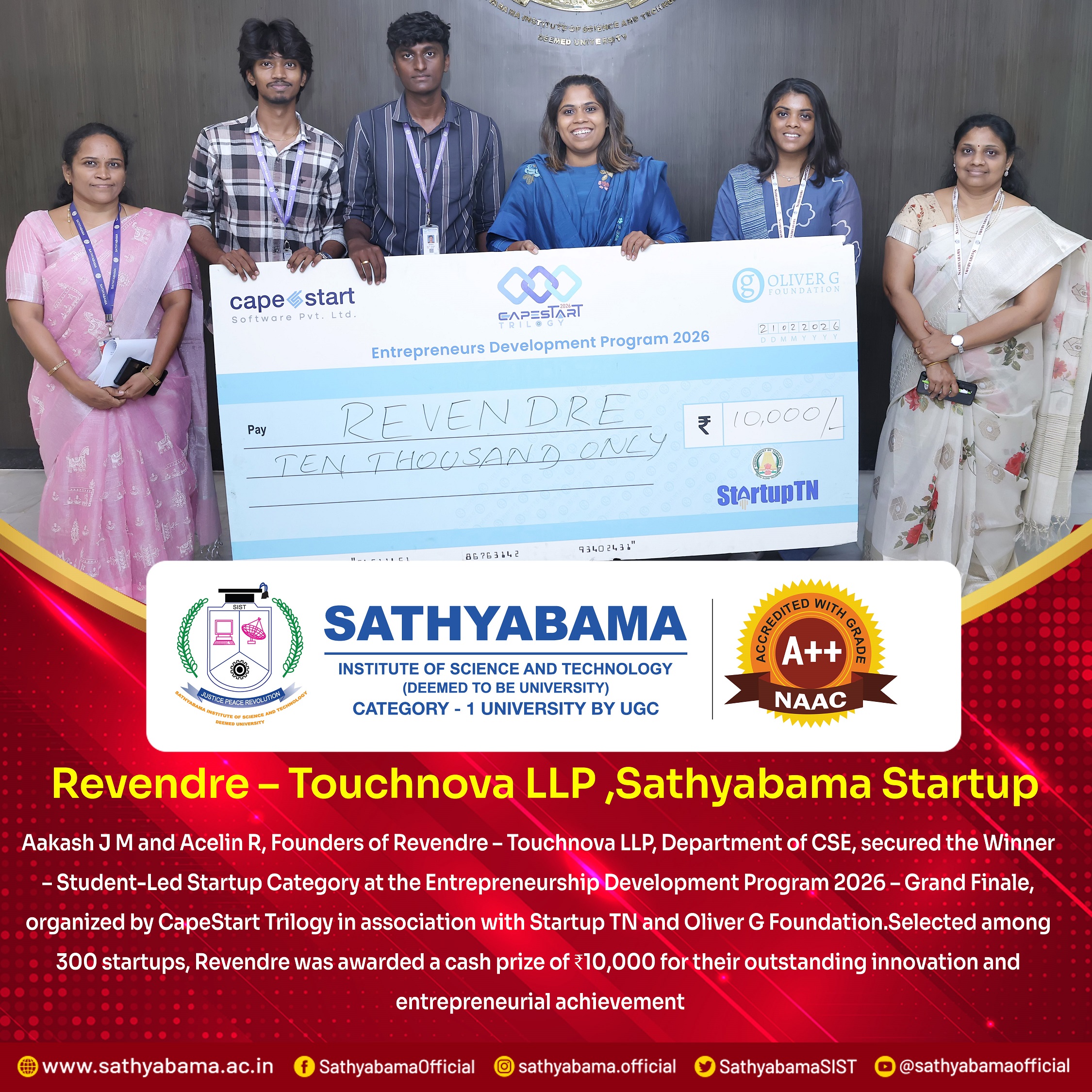 Sathyabama Startup Cell  - Winner