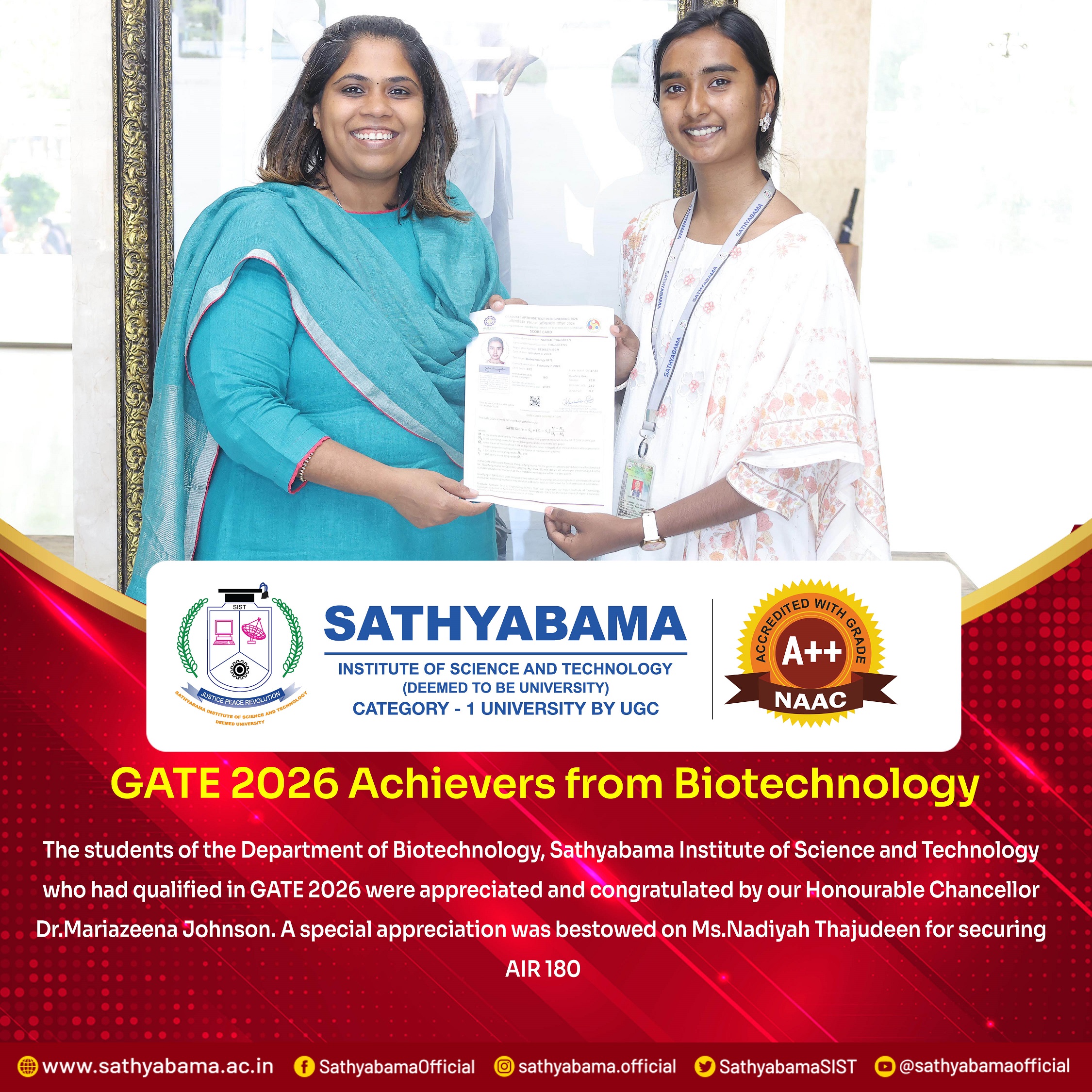 Sathyabama Student Achievement