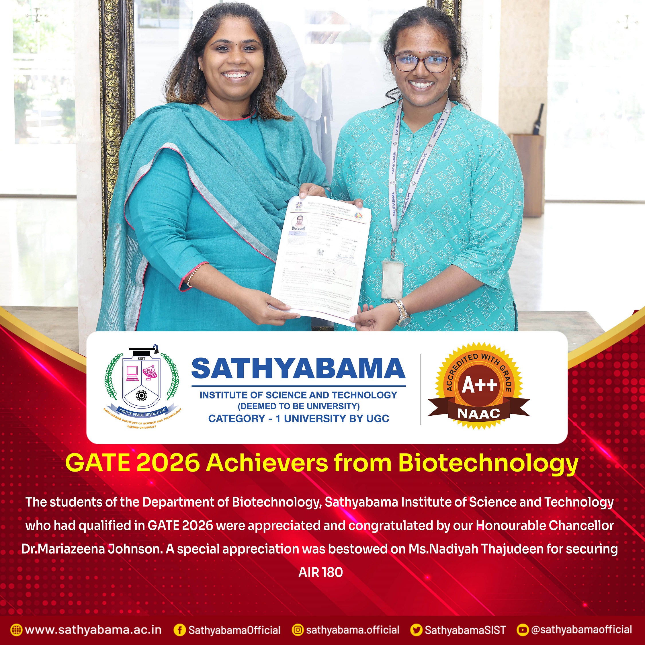 Sathyabama Student Achievement