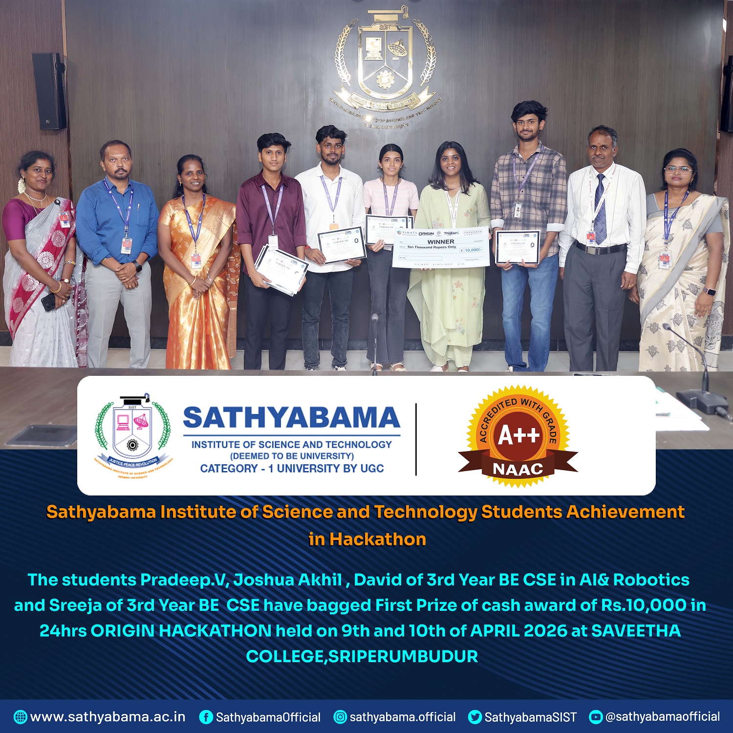Sathyabama Student Achievement