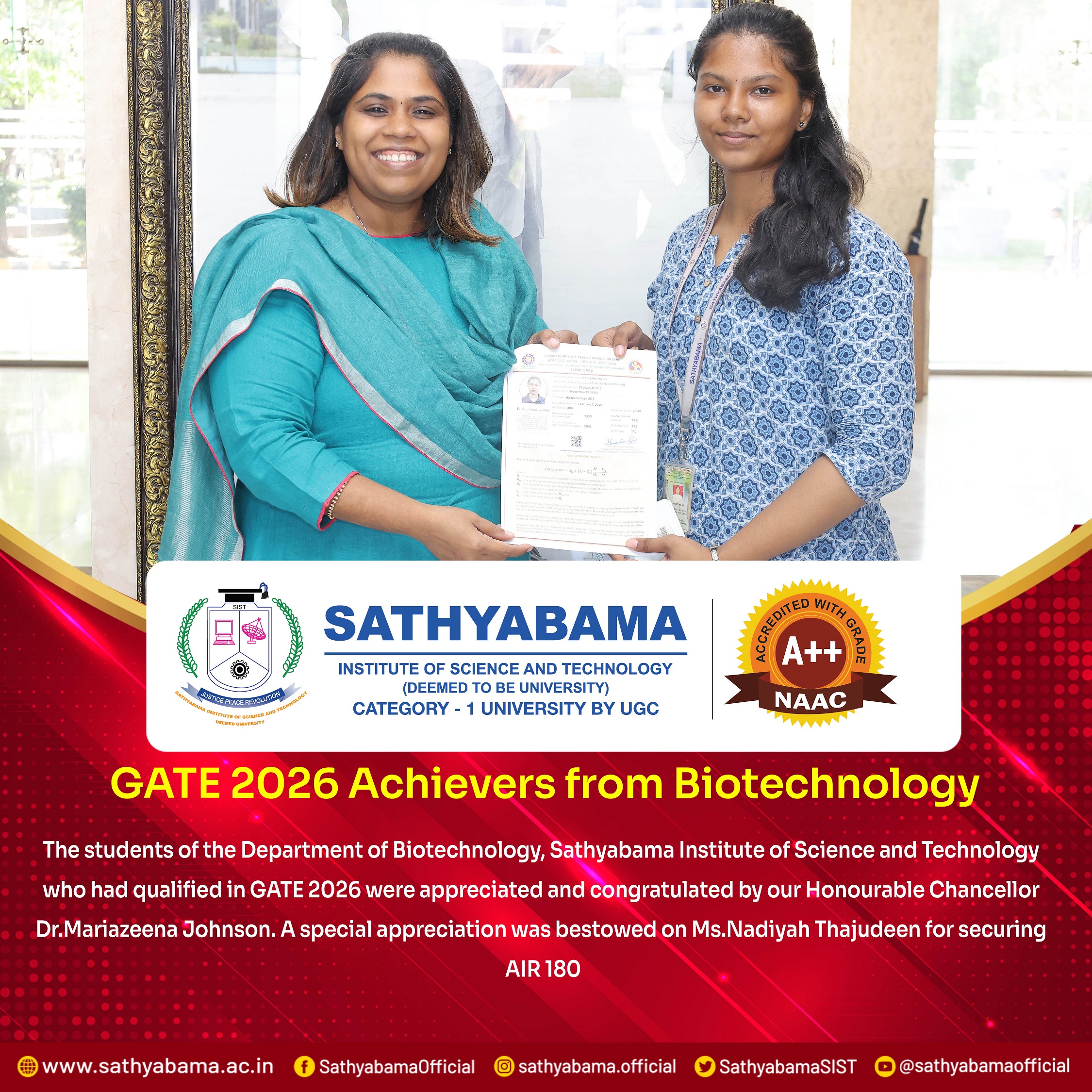 Sathyabama Student Achievement