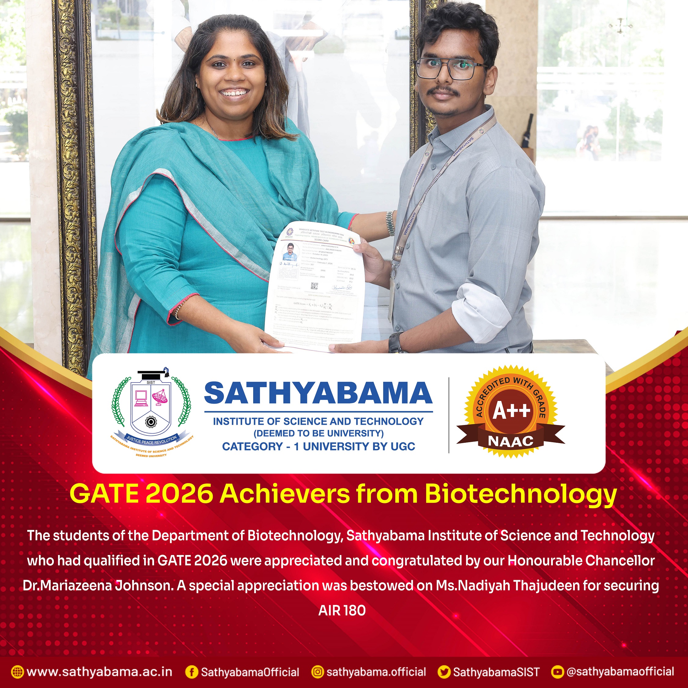 Sathyabama Student Achievement