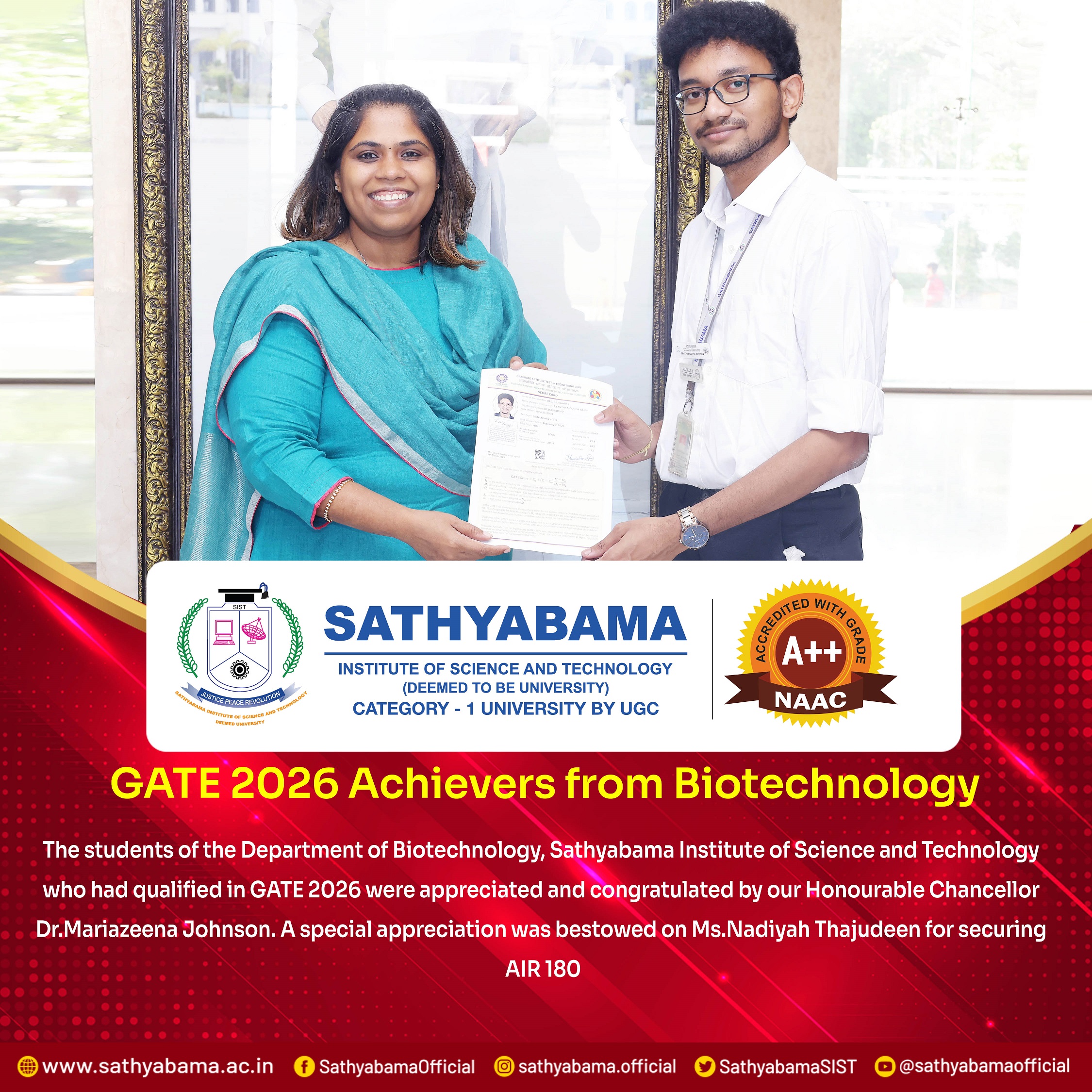 Sathyabama Student Achievement