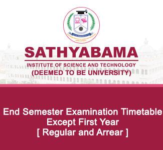 End Semester Examinations Timetable – Regular and Arrear  [Except First Year] 